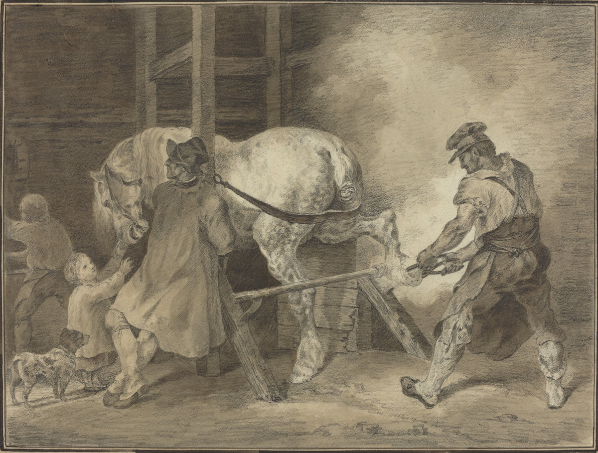 after 1822 by after Léon Cogniet after Théodore Gericault (The Blacksmith's Shop), 16X12"(A3)Poster Print