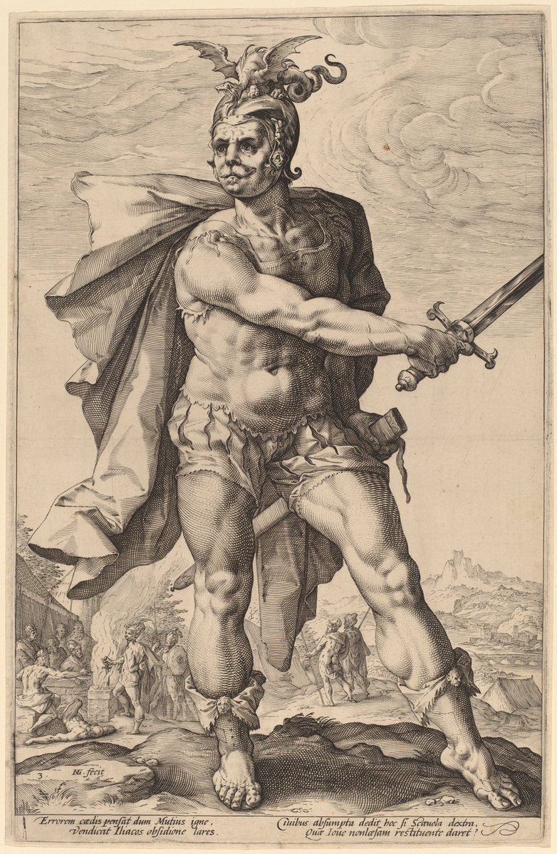 Mucius Scaevola by Hendrik Goltzius (Dutch, 1558 - 1617), 16X12"(A3)Poster Print