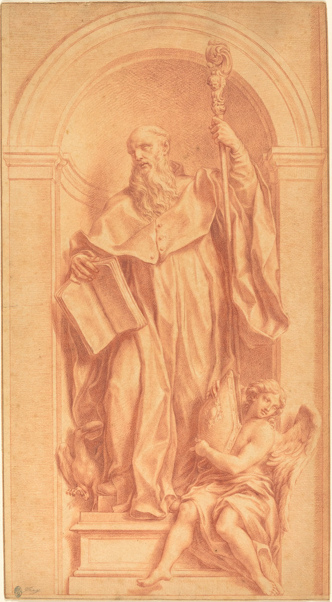 A Sculpture of Saint Benedict in a Niche by Jakob Frey (Swiss, 1681 - 1752), 16X12"(A3)Poster Print