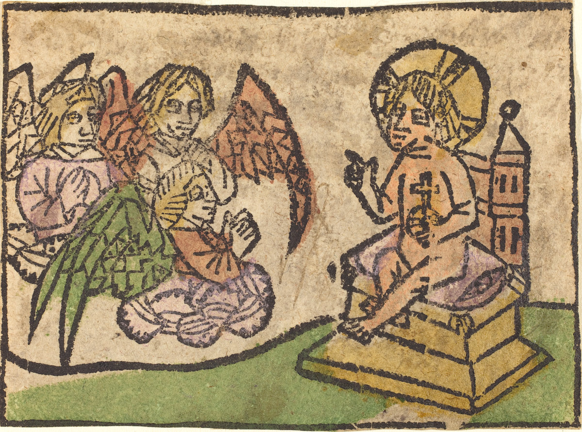 c. 1460/1470 by German 15th Century (Christ Child with Three Angels), 16X12"(A3)Poster Print