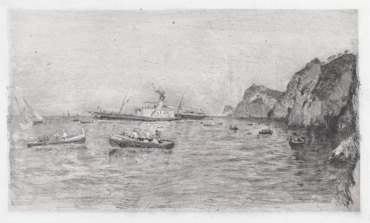 Harbor at Capri [Marina di Capri] by Uberto Dell'Orto (Italian, 1848 - 1895), 16X12"(A3)Poster Print