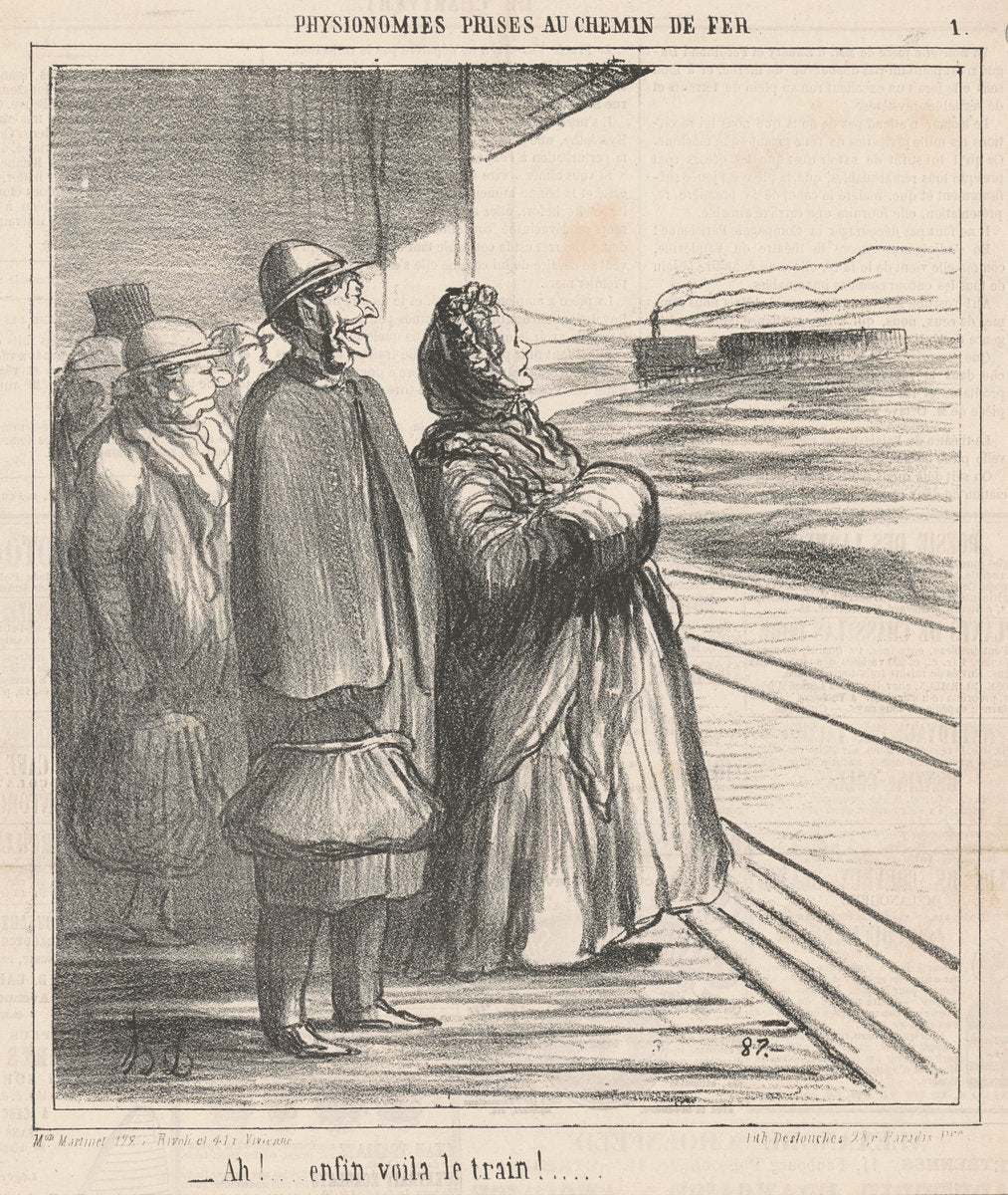 Ah! Enfin voila le train! ... by Honoré Daumier (French, 1808 - 1879), 16X12"(A3)Poster Print