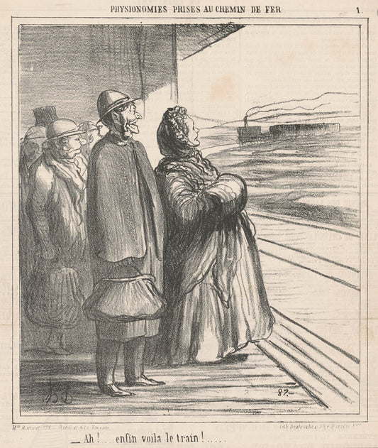 Ah! Enfin voila le train! ... by Honoré Daumier (French, 1808 - 1879), 16X12"(A3)Poster Print