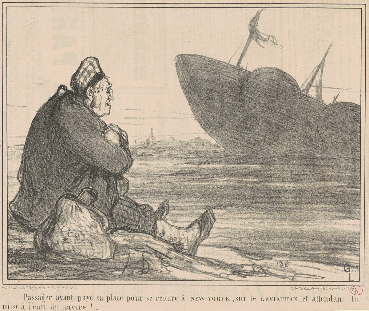Passager ayant payé ... pour se rendre a New-York by Honoré Daumier (French, 1808 - 1879), 16X12"(A3)Poster Print