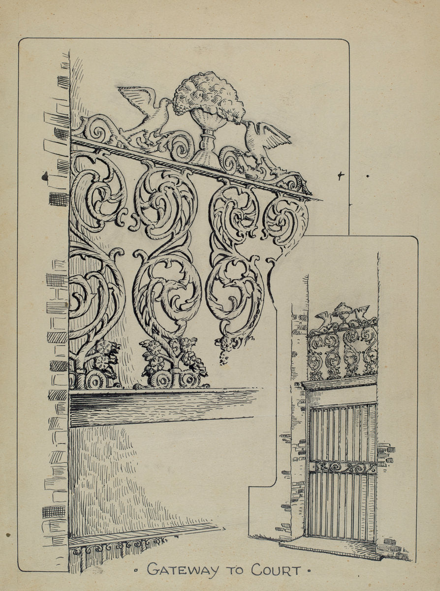 Iron Work on Doorway by Al Curry (American, active c. 1935), 16X12"(A3)Poster Print