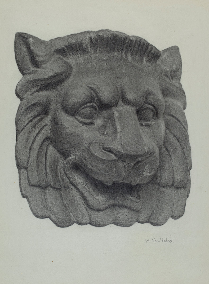 Muzzle of a Lion (one of pair) by Maurice Van Felix (American, active c. 1935), 16X12"(A3)Poster Print