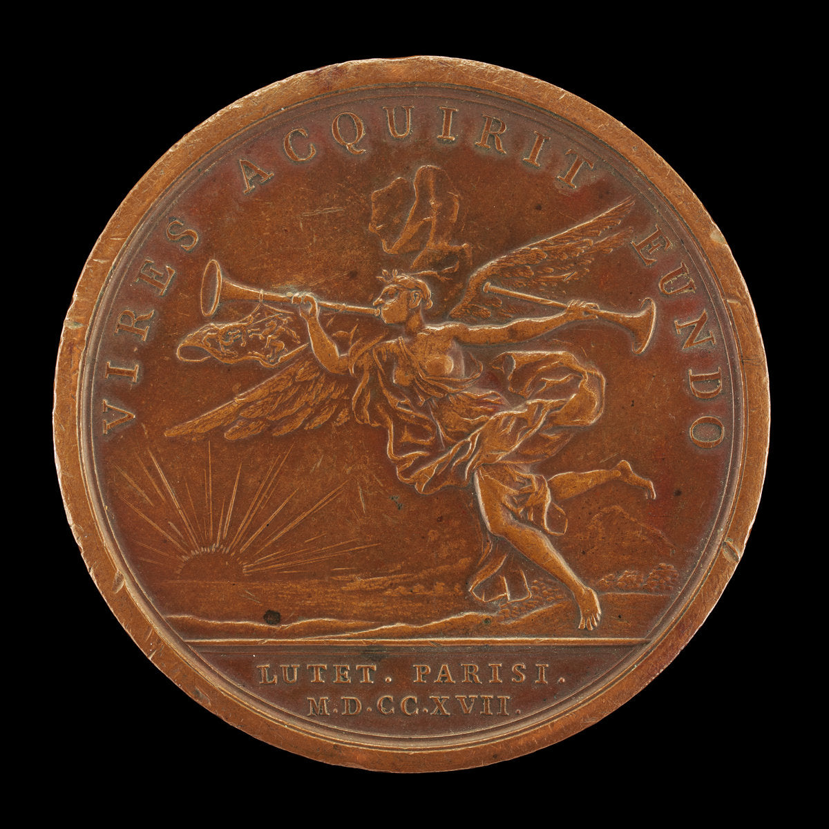 Fame Blowing Her Trumpet [reverse] by Jean Duvivier (French, 1687 - 1761), 16X12"(A3)Poster Print