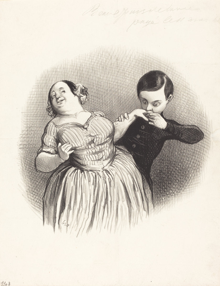Un Début galant by Honoré Daumier (French, 1808 - 1879), 16X12"(A3)Poster Print