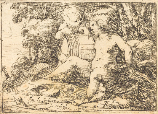 Three Bacchic Children by Laurent de La Hyre (French, 1606 - 1656), 16X12"(A3)Poster Print