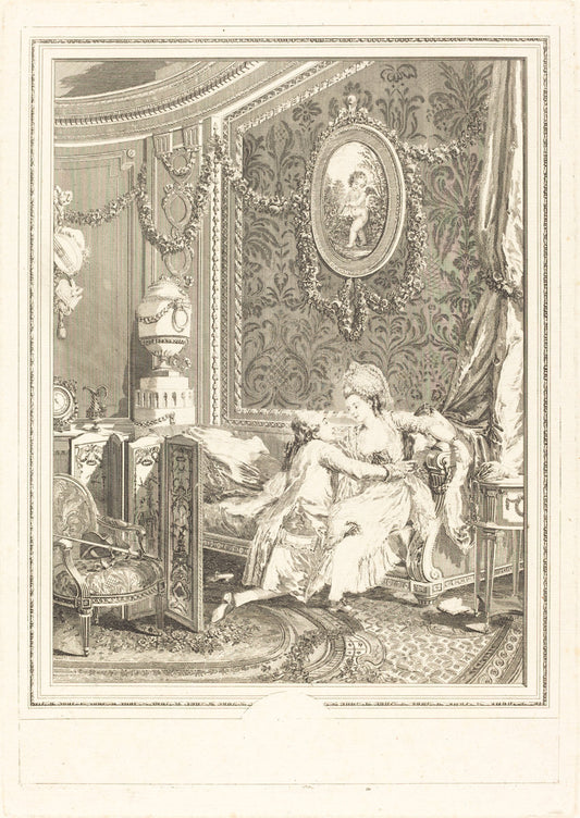 L'heureux moment by Nicolas Delaunay after Nicolas Lavreince (French, 1739 - 1792), 16X12"(A3)Poster Print