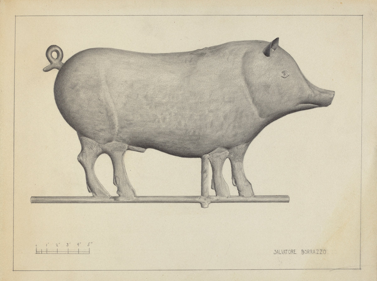 Pig Weather Vane by Salvatore Borrazzo (American, active c. 1935), 16X12"(A3)Poster Print