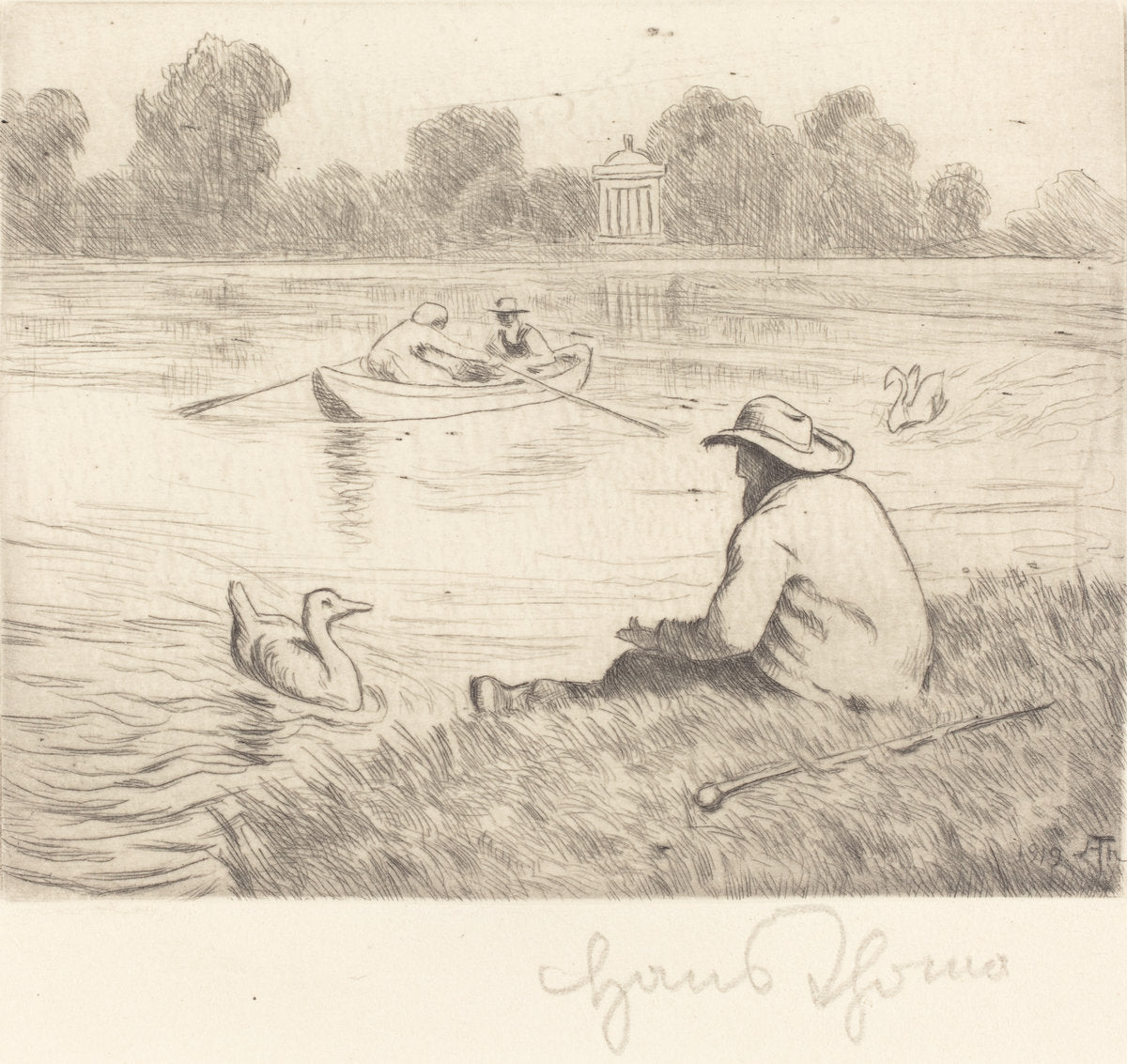 Calm Excursion by Hans Thoma (German, 1839 - 1924), 16X12"(A3)Poster Print