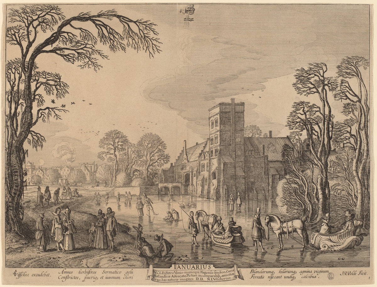 January by Jan van de Velde II (Dutch, 1593 - 1641), 16X12"(A3)Poster Print