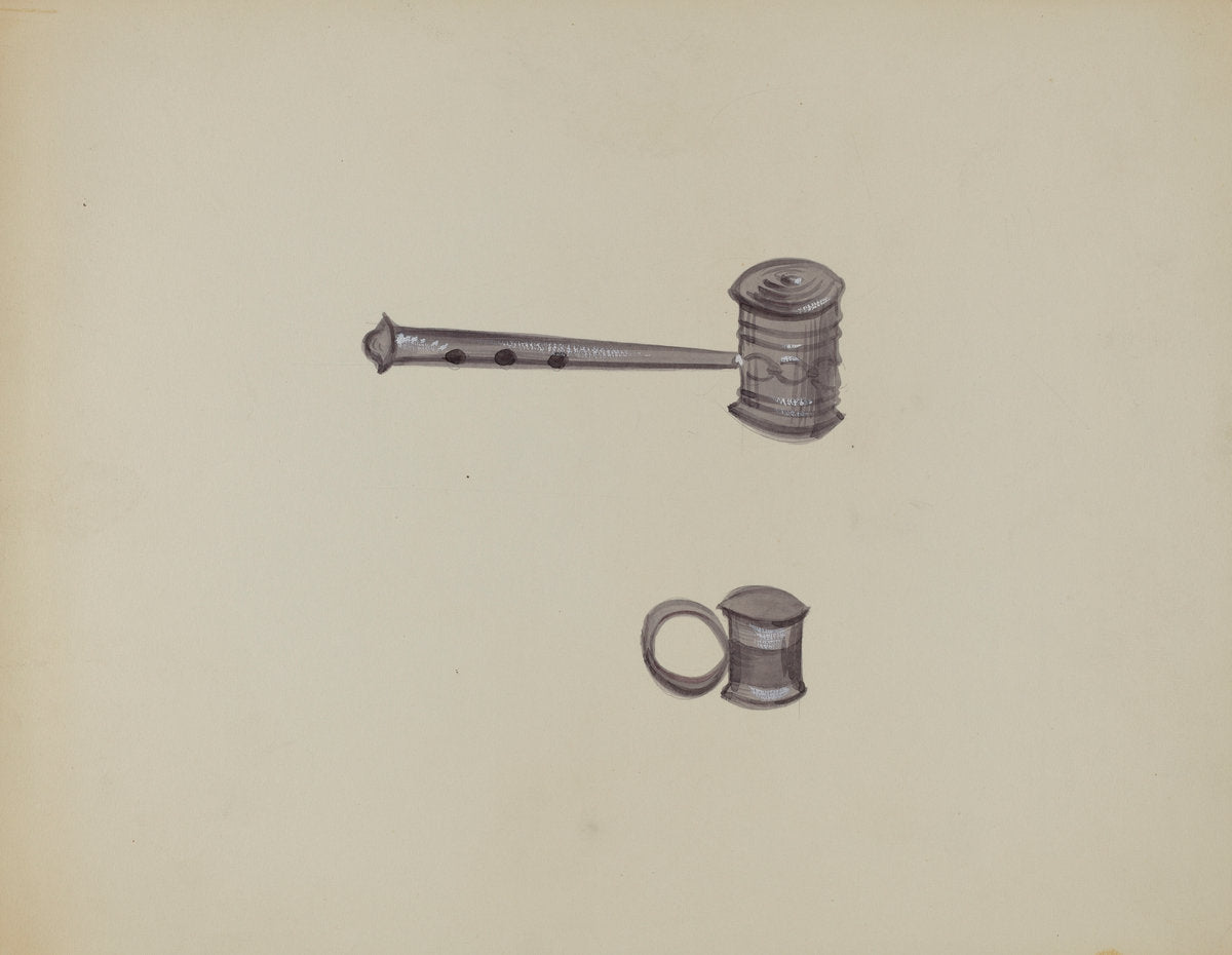 Two Tin Rattles by Raoul Du Bois (American, active c. 1935), 16X12"(A3)Poster Print