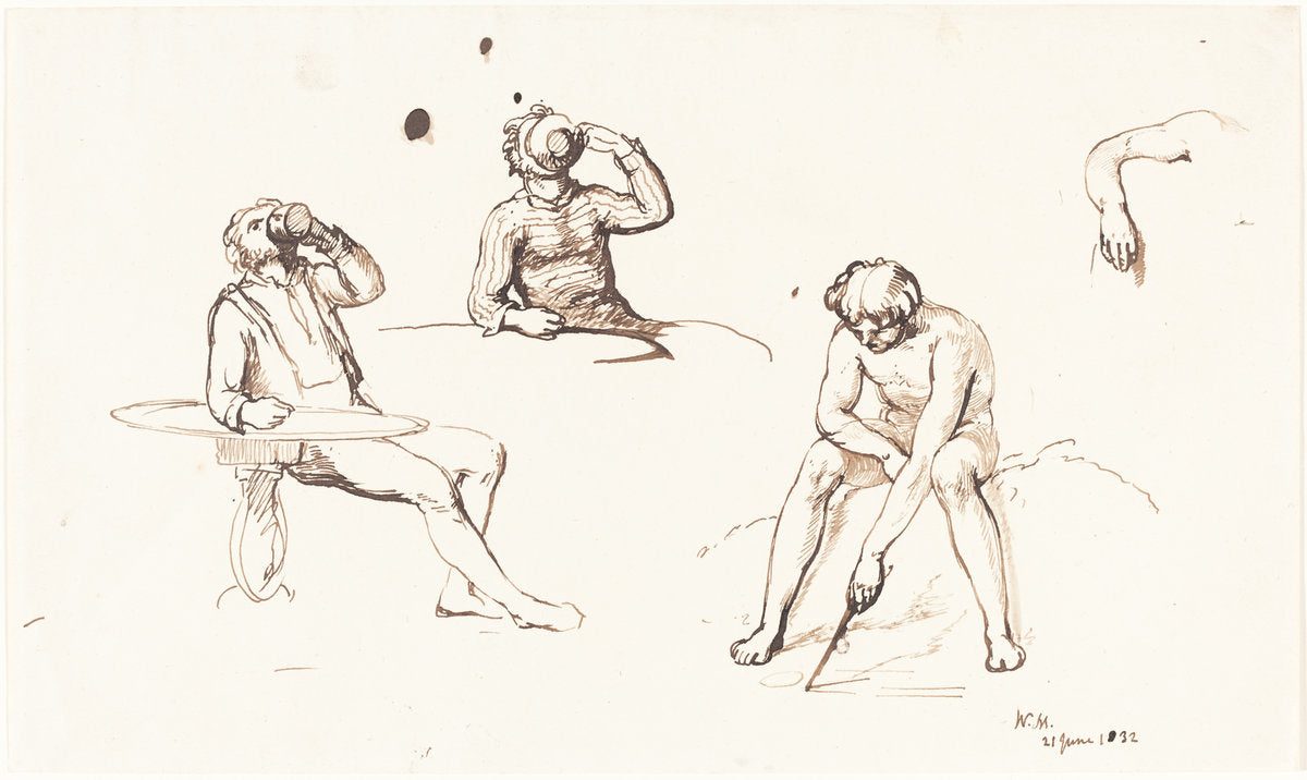 Figure Studies by William Mulready (British, 1786 - 1863), 16X12"(A3)Poster Print