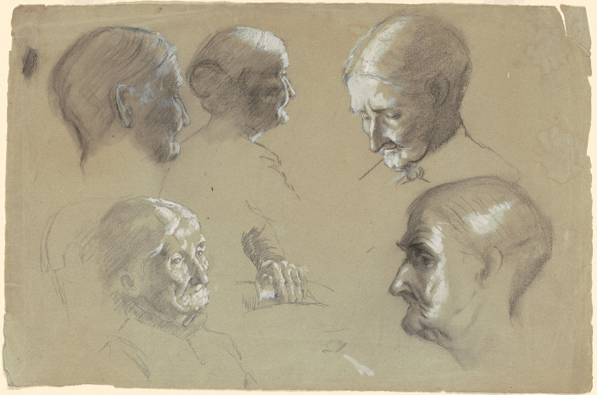 Studies of an Elderly Woman by Enoch Wood Perry, Jr. (American, 1831 - 1915), 16X12"(A3)Poster Print