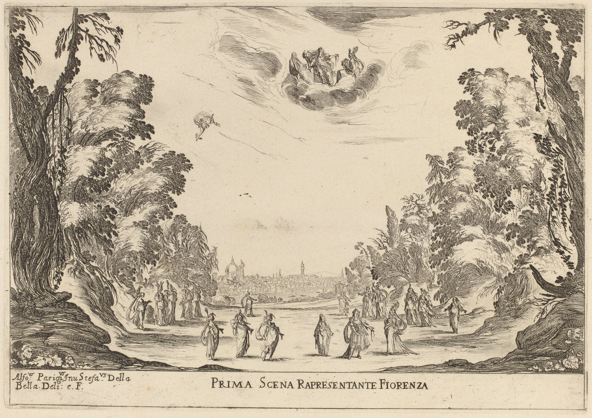 Prima Scena Representanta Firenza by Stefano Della Bella (Italian, 1610 - 1664), 16X12"(A3)Poster Print