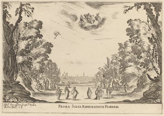 Prima Scena Representanta Firenza by Stefano Della Bella (Italian, 1610 - 1664), 16X12"(A3)Poster Print