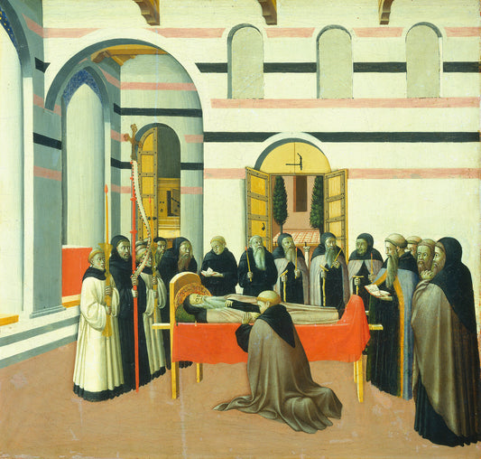 The Death of Saint Anthony by Master of the Osservanza (Sano di Pietro?) (Italian, active late 1420s - early 1440s), 16X12"(A3)Poster Print