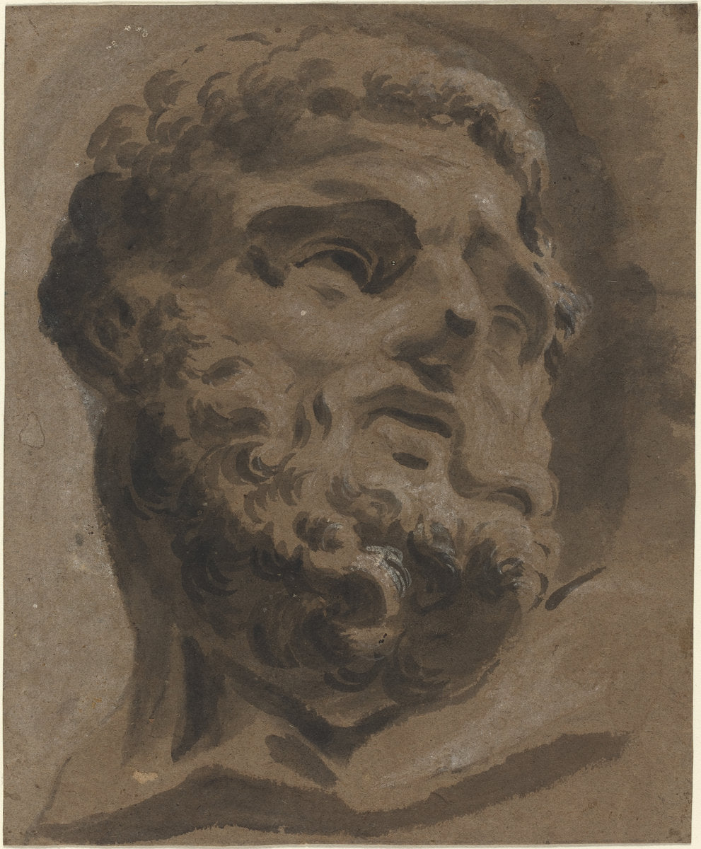 Bearded Head after the Antique by Giovanni Battista Cipriani (Italian, 1727 - 1785), 16X12"(A3)Poster Print