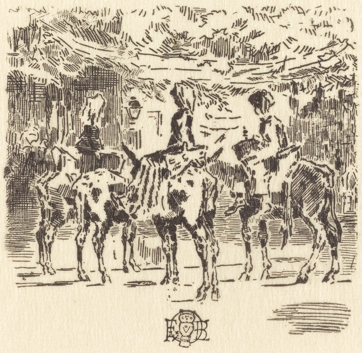 Les Petits Anes de Luchon by Félix-Hilaire Buhot (French, 1847 - 1898), 16X12"(A3)Poster Print