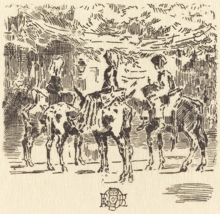Les Petits Anes de Luchon by Félix-Hilaire Buhot (French, 1847 - 1898), 16X12