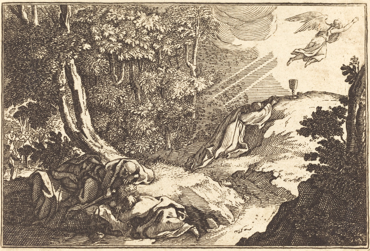 engraving by after Sébastien Le Clerc I (Agony in the Garden), 16X12"(A3)Poster Print