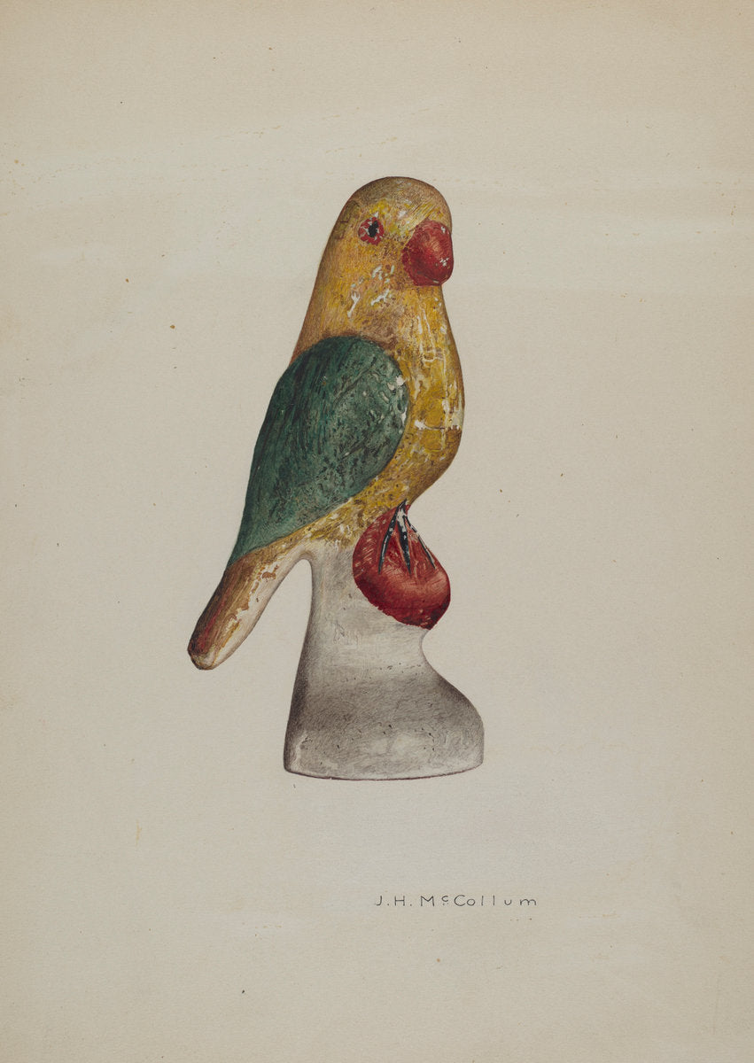 Chalkware Bird by J. Herman McCollum (American, active c. 1935), 16X12"(A3)Poster Print