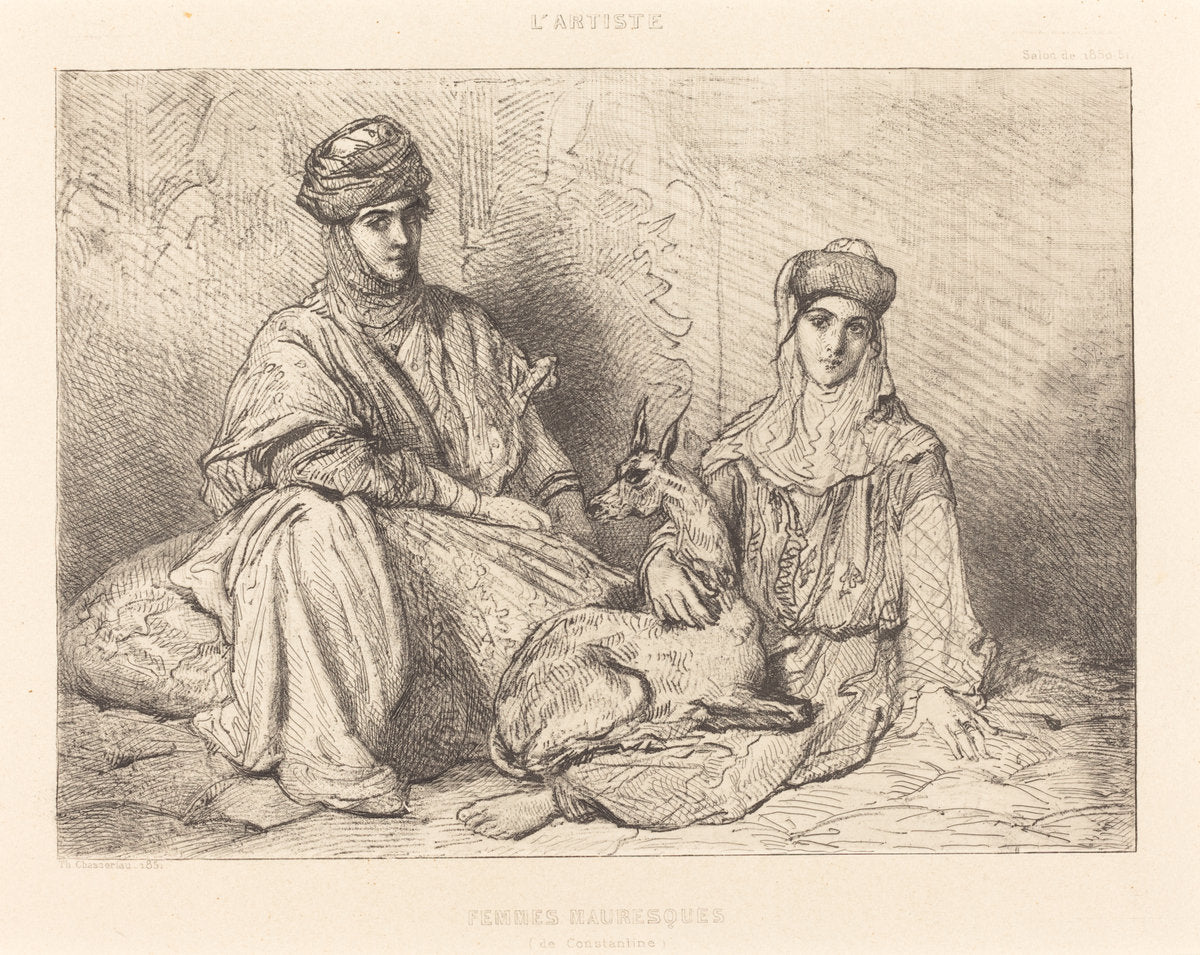 Femmes Mauresques de Constantine by Théodore Chassériau (French, 1819 - 1856), 16X12"(A3)Poster Print