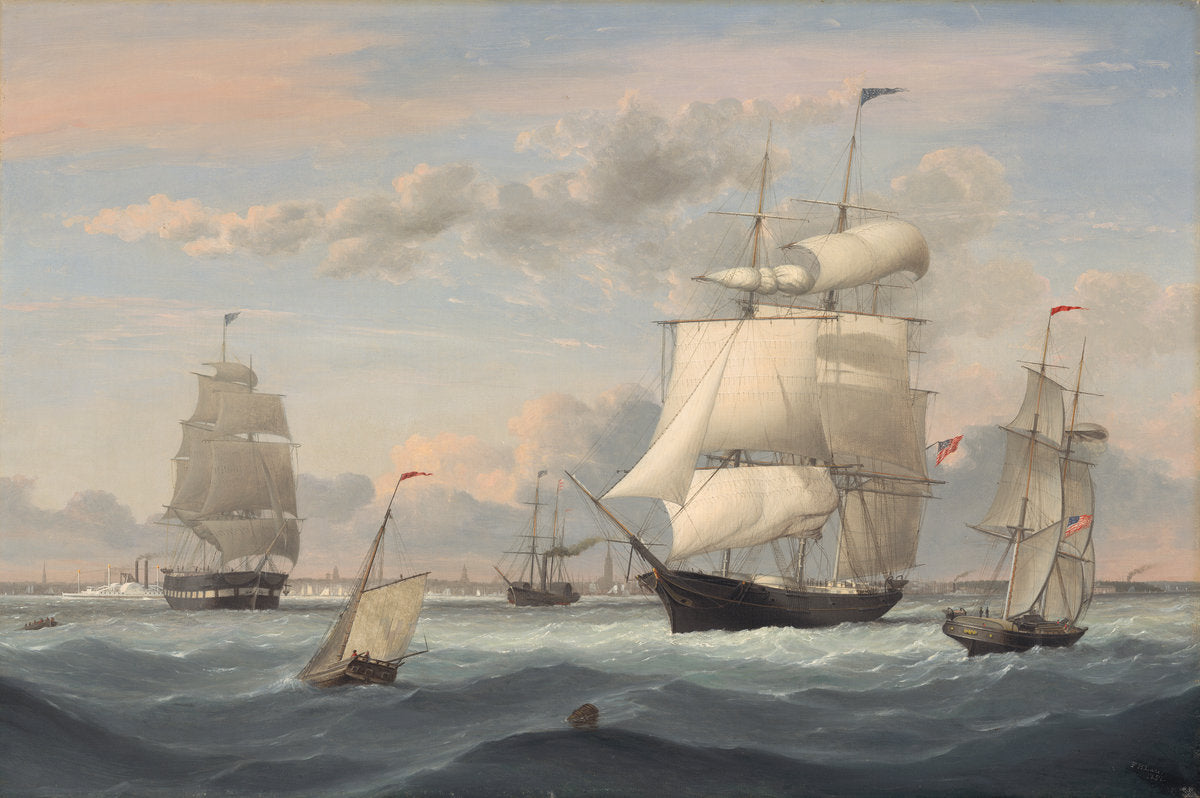 New York Harbor by Fitz Henry Lane (American, 1804 - 1865), 16X12"(A3)Poster Print