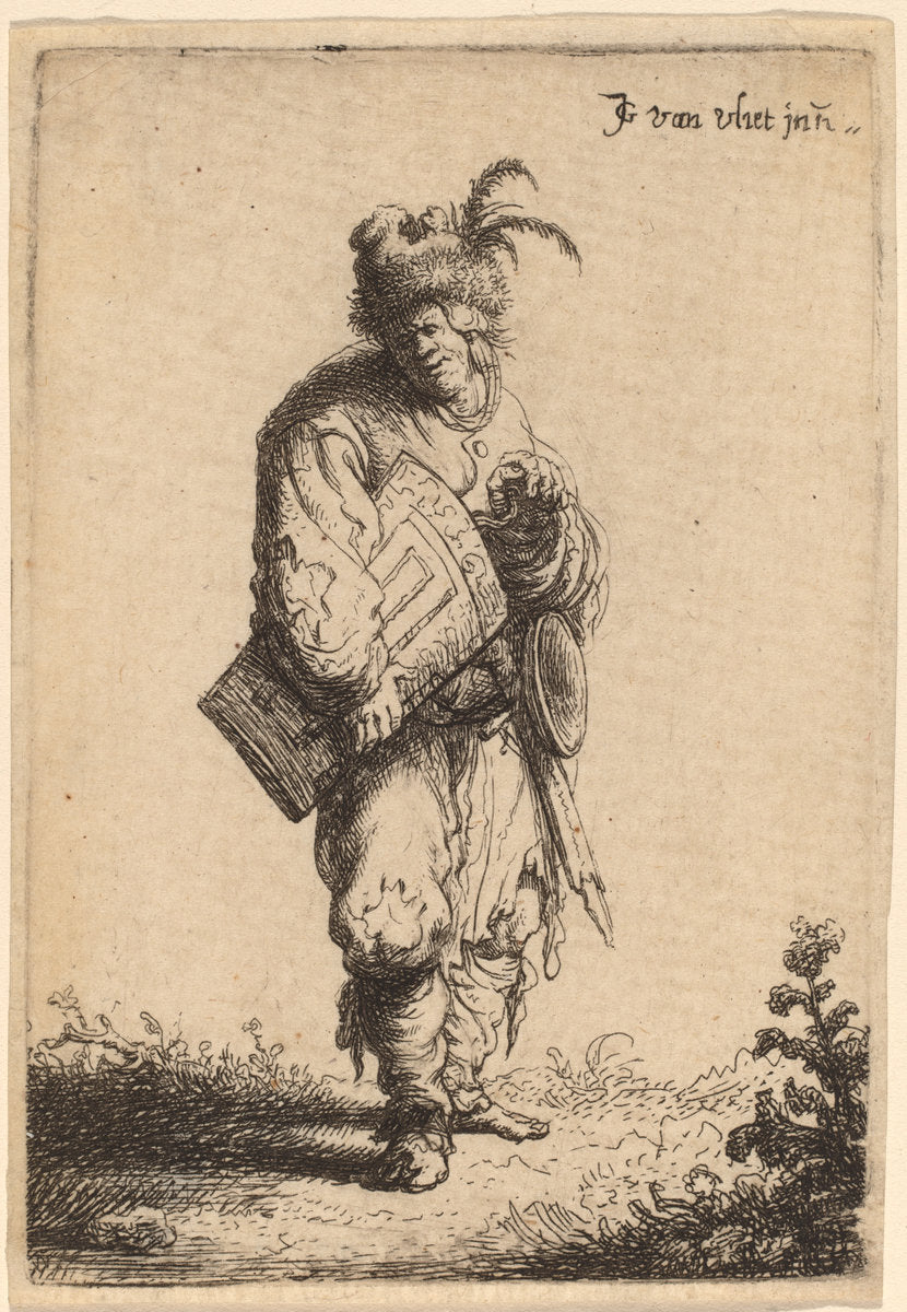 The Hurdy-Gurdy Player by Johannes van Vliet (Dutch, born c. 1610), 16X12"(A3)Poster Print