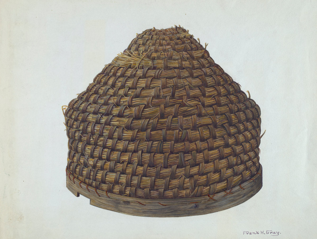 Straw Bee Hive by Frank Gray (American, active c. 1935), 16X12"(A3)Poster Print