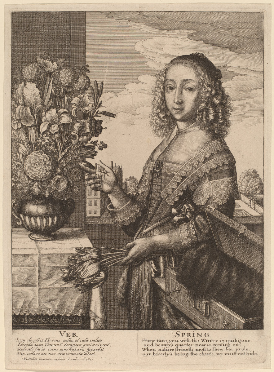 Spring by Wenceslaus Hollar (Bohemian, 1607 - 1677), 16X12"(A3)Poster Print
