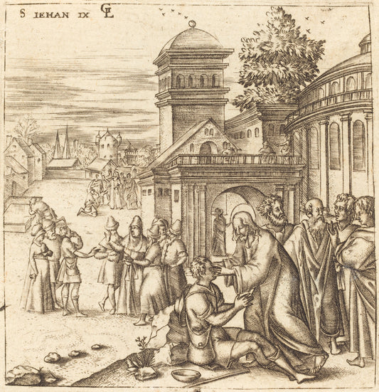 A Man Born Blind Receives Sight by Léonard Gaultier (French, 1561 - 1641), 16X12"(A3)Poster Print