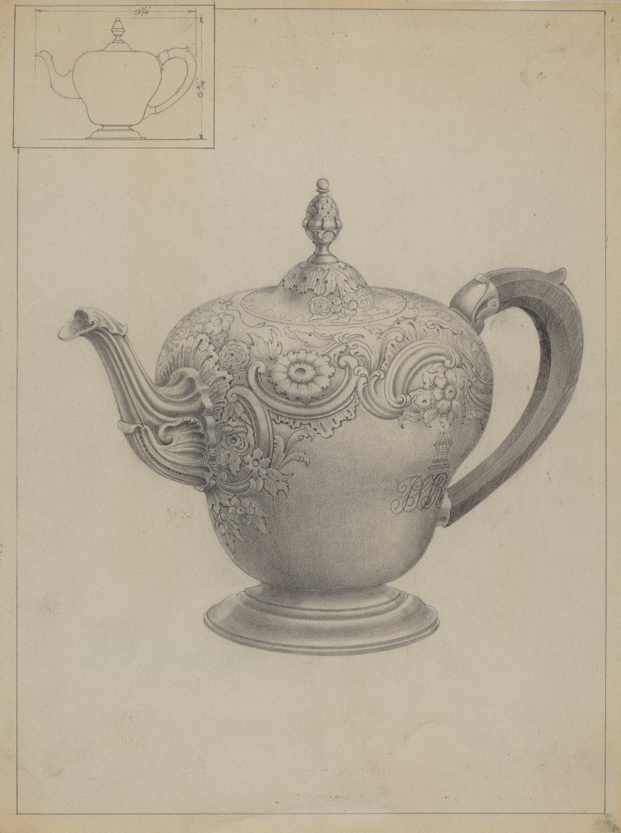 c. 1936 by American 20th Century (Silver Teapot), 16X12"(A3)Poster Print