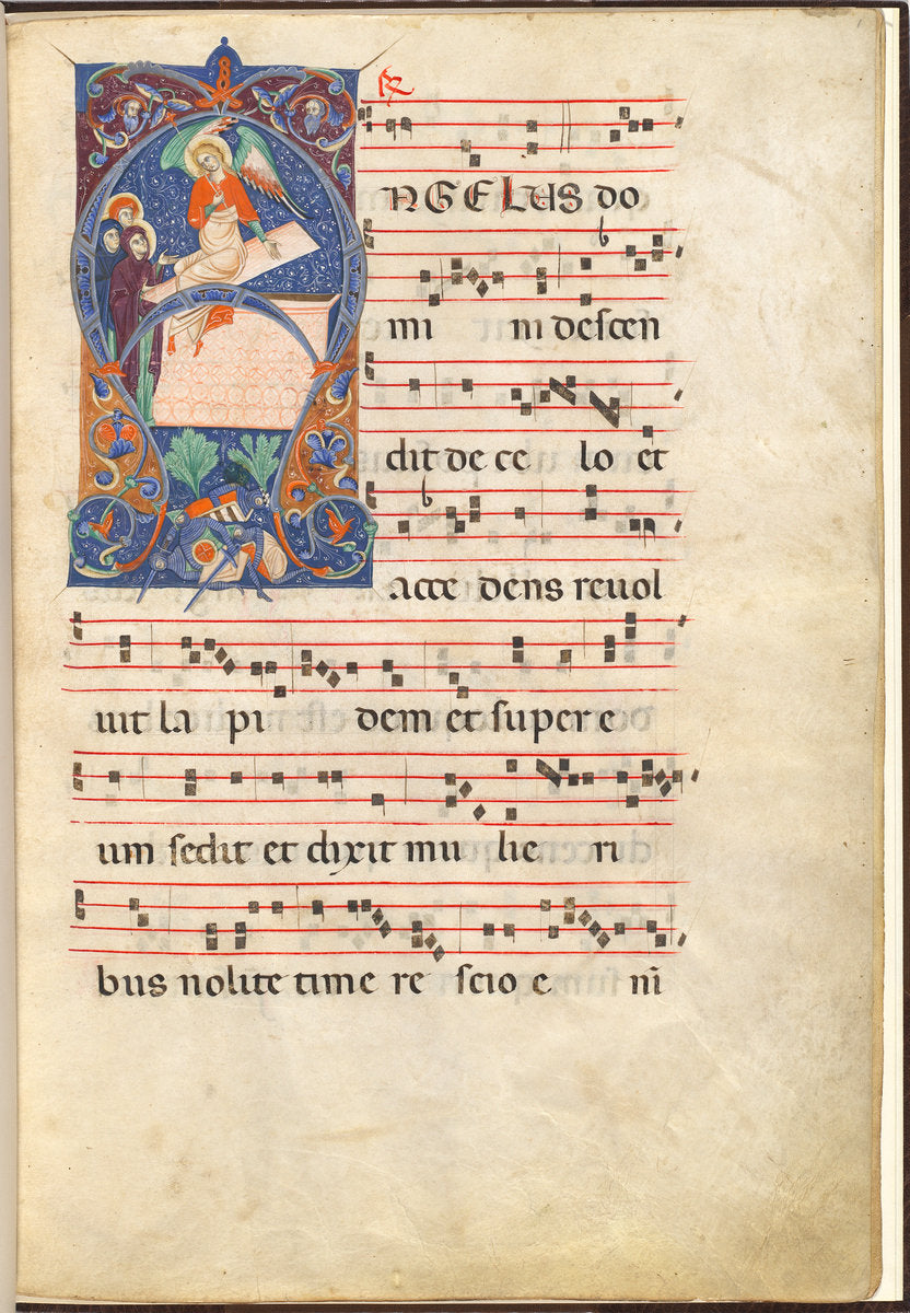 The Three Maries at the Tomb with the Angel of the Resurrection, and Isaac Sending Esau Out to Hunt by Master of Imola (Italian, active 1265 - 1280), 16X12"(A3)Poster Print