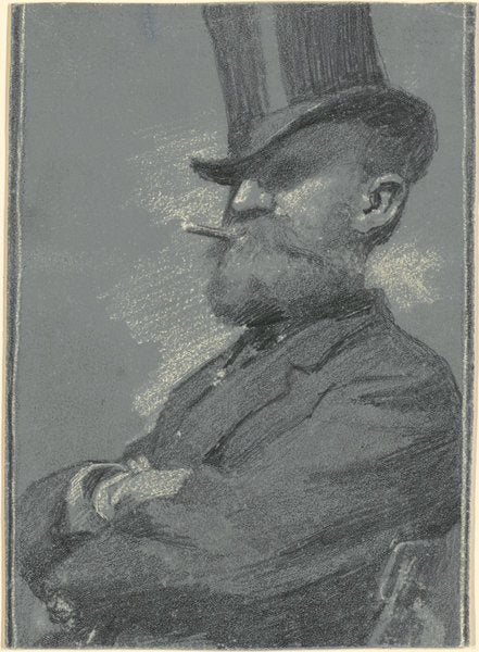 Man in Top Hat, Smoking a Cigar by Robert William Vonnoh (American, 1858 - 1933), 16X12"(A3)Poster Print