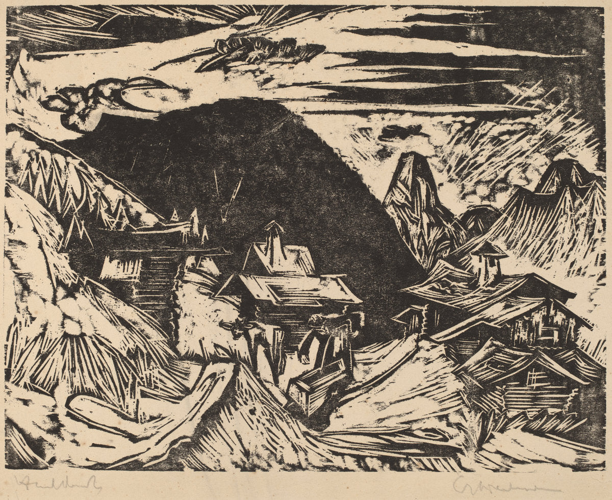 Alpine Pasture by Ernst Ludwig Kirchner (German, 1880 - 1938), 16X12"(A3)Poster Print