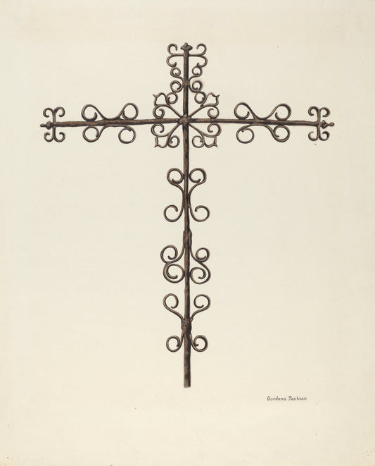 Wrought Iron Cross (Restored) by Gordena Jackson (American, 1900 - 1993), 16X12"(A3)Poster Print
