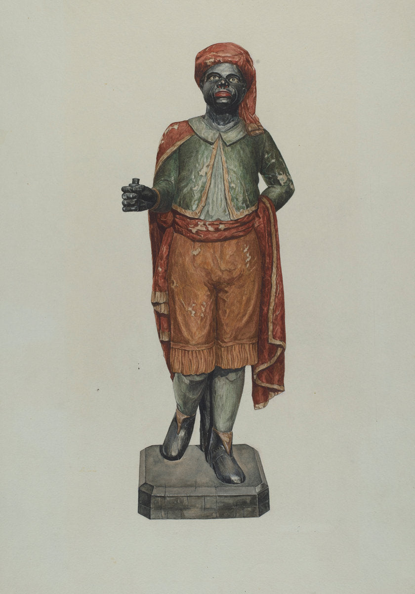 Cigar Store Figure - Blackamoor by Dorothy Handy (American, active c. 1935), 16X12"(A3)Poster Print