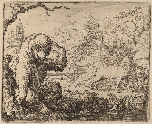 Reynard Mocks the Woeful Bear by Allart van Everdingen (Dutch, 1621 - 1675), 16X12"(A3)Poster Print