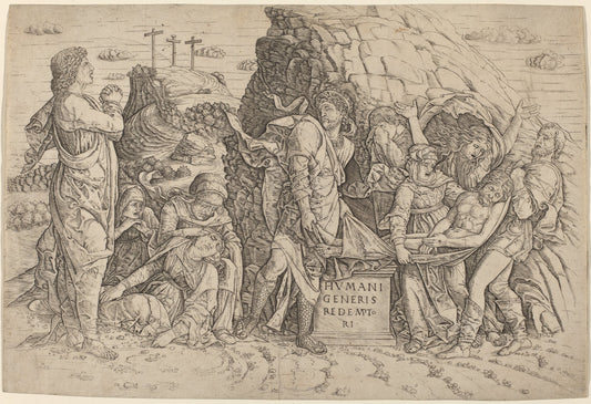 engraving by after Andrea Mantegna (The Entombment), 16X12"(A3)Poster Print