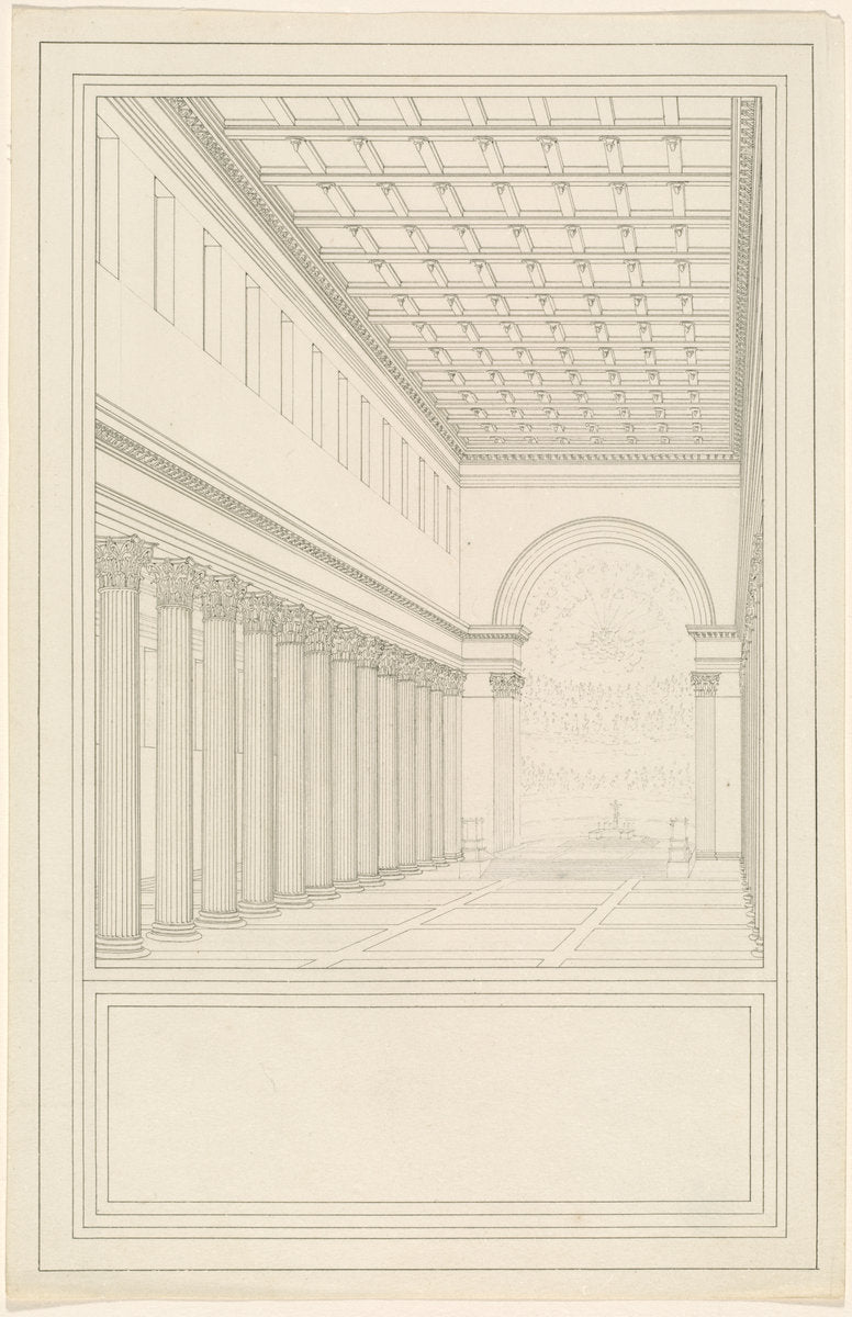 The Nave and Apse, without a Transept, of a Cathedral for Berlin by Karl Friedrich Schinkel (German, 1781 - 1841), 16X12"(A3)Poster Print