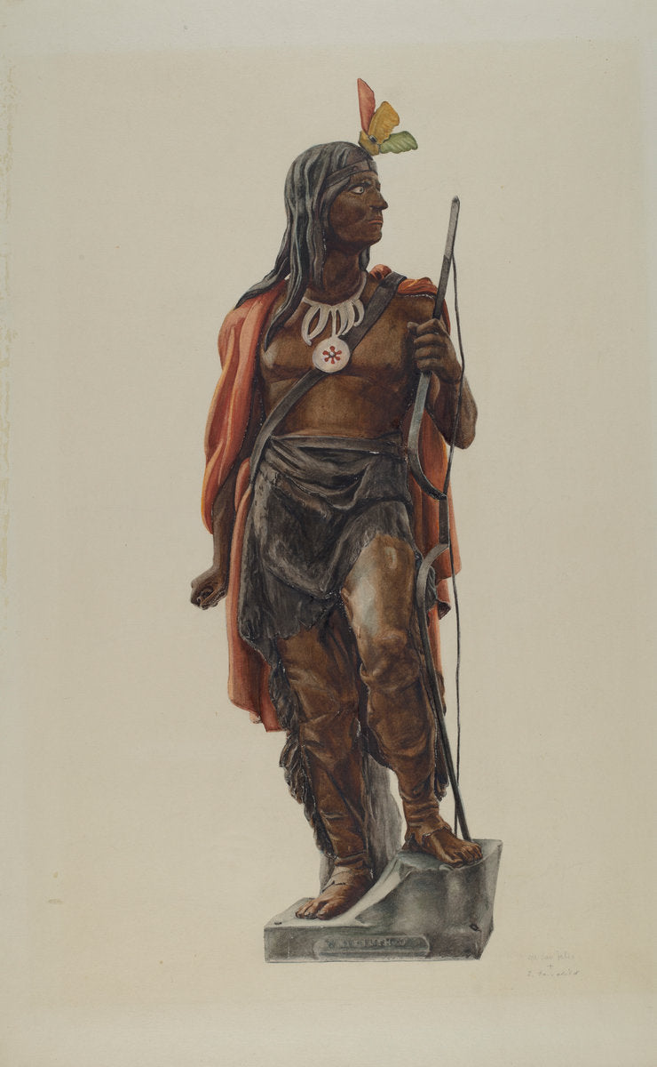 Cigar Store Indian by Maurice Van Felix and Elizabeth Fairchild (American, active c. 1935), 16X12"(A3)Poster Print
