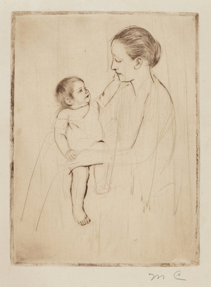 The Caress by Mary Cassatt (American, 1844 - 1926), 16X12