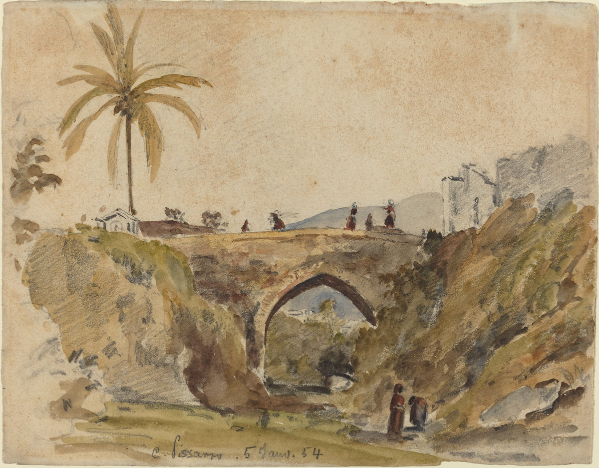 Bridge at Caracas by Camille Pissarro (French, 1830 - 1903), 16X12"(A3)Poster Print