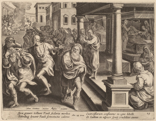 Saint Paul Driving Out Evil Spirits by Philip Galle after Jan van der Straet (Flemish, 1537 - 1612), 16X12"(A3)Poster Print