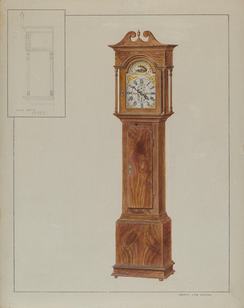 Grandfather's Clock (Timepiece) by Francis Law Durand (American, active c. 1935), 16X12"(A3)Poster Print