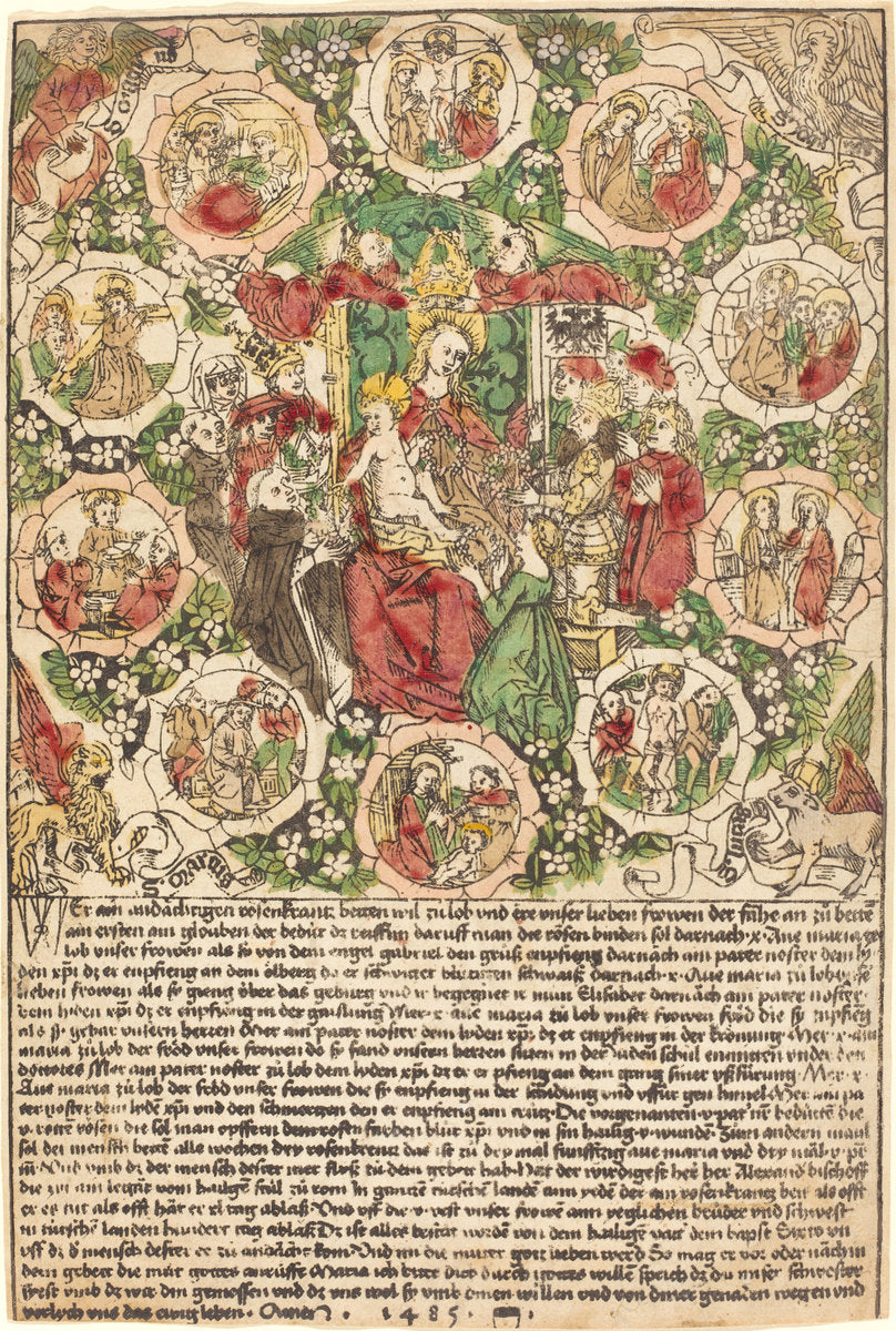 1485 by German 15th Century (Madonna with the Rosary), 16X12"(A3)Poster Print