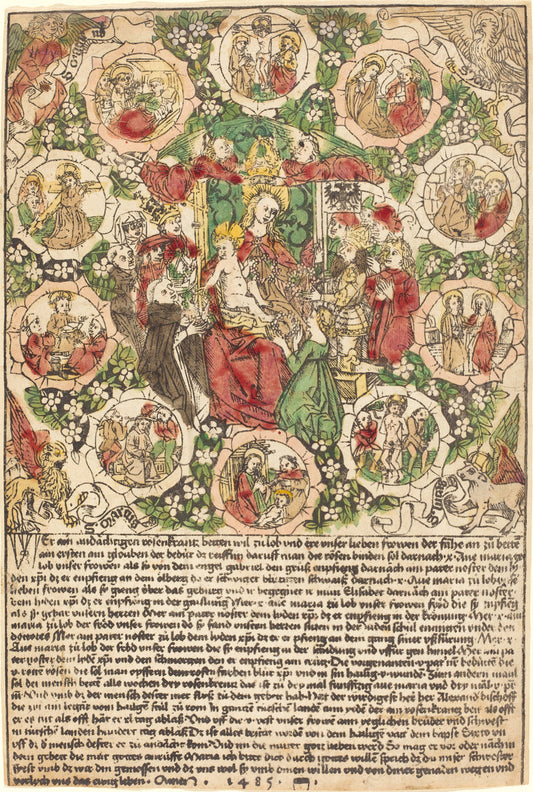 1485 by German 15th Century (Madonna with the Rosary), 16X12"(A3)Poster Print